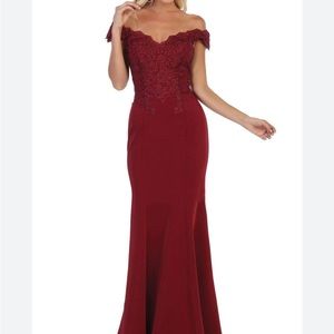 May Queen Couture Prom Formal Dress Burgundy